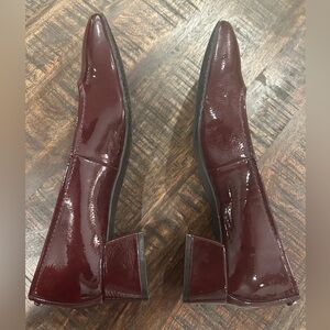 Donald Pliner Rya Pumps size 10 Burgundy Wine block Heel Patent Leather Shoe New